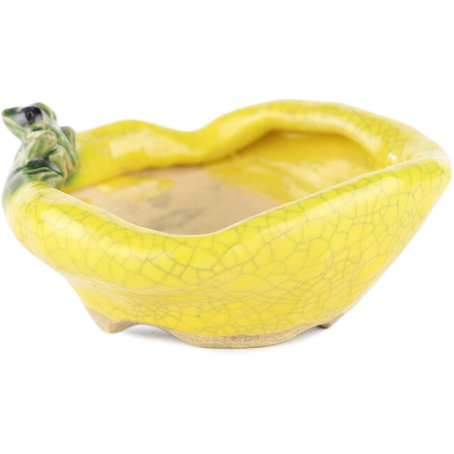 Pot à bonsaï rond jaune de Masashi Furumoto - 117 x 100 x 45 mm