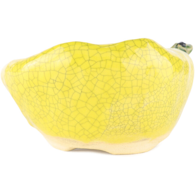 Pot à bonsaï rond jaune de Masashi Furumoto - 115 x 115 x 45 mm