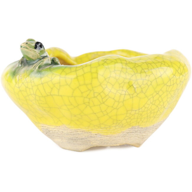 Pot à bonsaï rond jaune de Masashi Furumoto - 90 x 90 x 50 mm