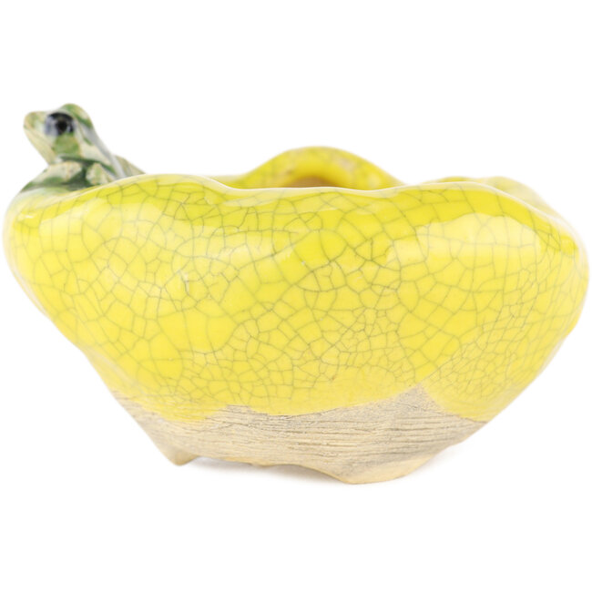 Vaso bonsai rotondo giallo di Masashi Furumoto - 90 x 90 x 50 mm