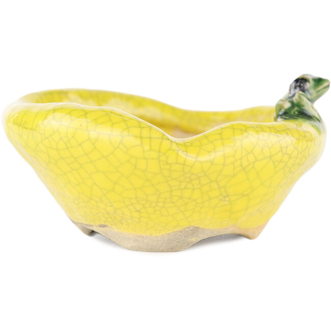 Pot à bonsaï rond jaune de Masashi Furumoto - 117 x 100 x 45 mm