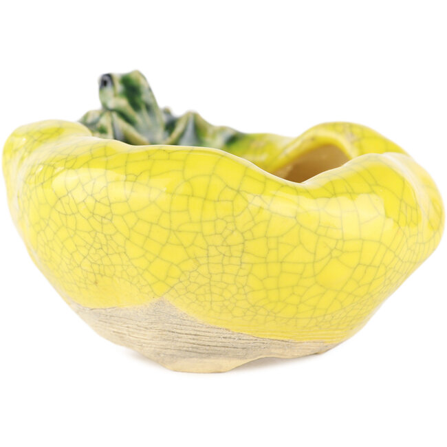 Vaso bonsai rotondo giallo di Masashi Furumoto - 90 x 90 x 50 mm