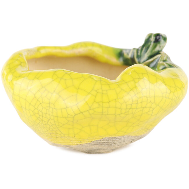 Ronde gele bonsaipot van Masashi Furumoto - 90 x 90 x 50 mm