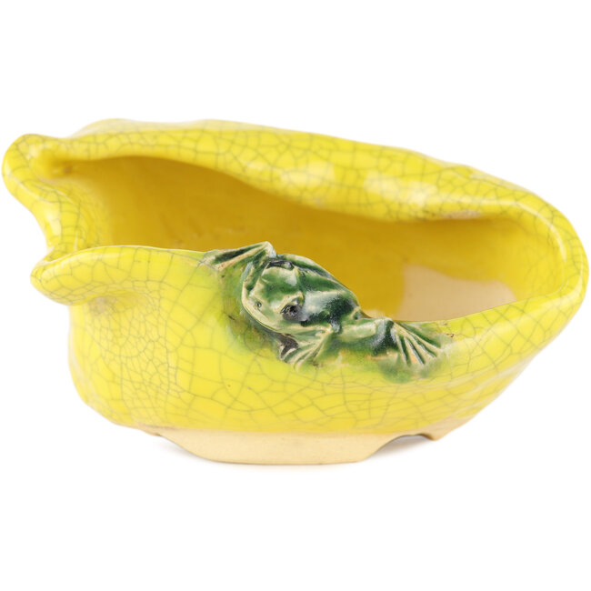 Vaso bonsai rotondo giallo di Masashi Furumoto - 113 x 85 x 50 mm