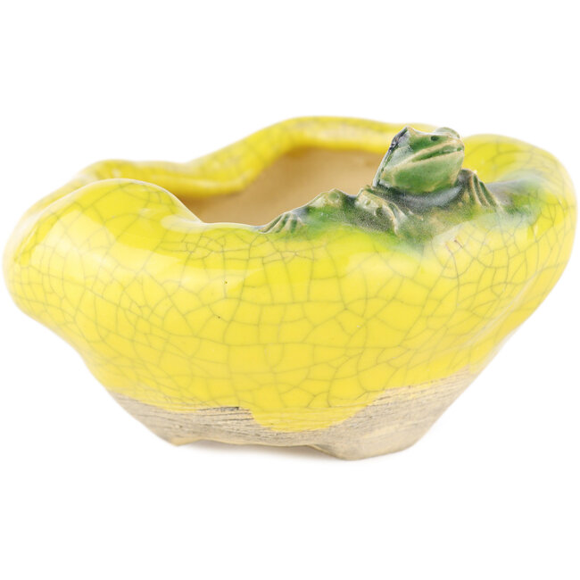 Ronde gele bonsaipot van Masashi Furumoto - 90 x 90 x 50 mm