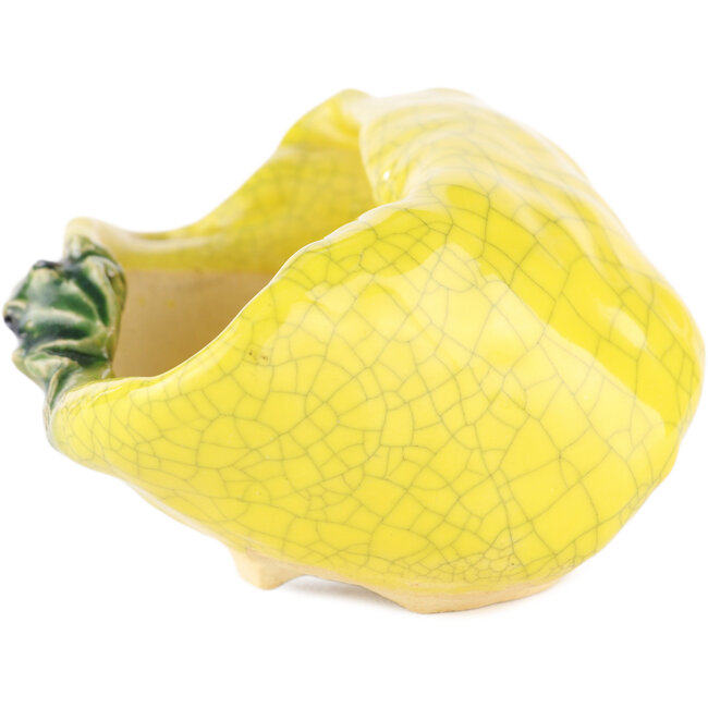 Pot à bonsaï rond jaune de Masashi Furumoto - 113 x 85 x 50 mm