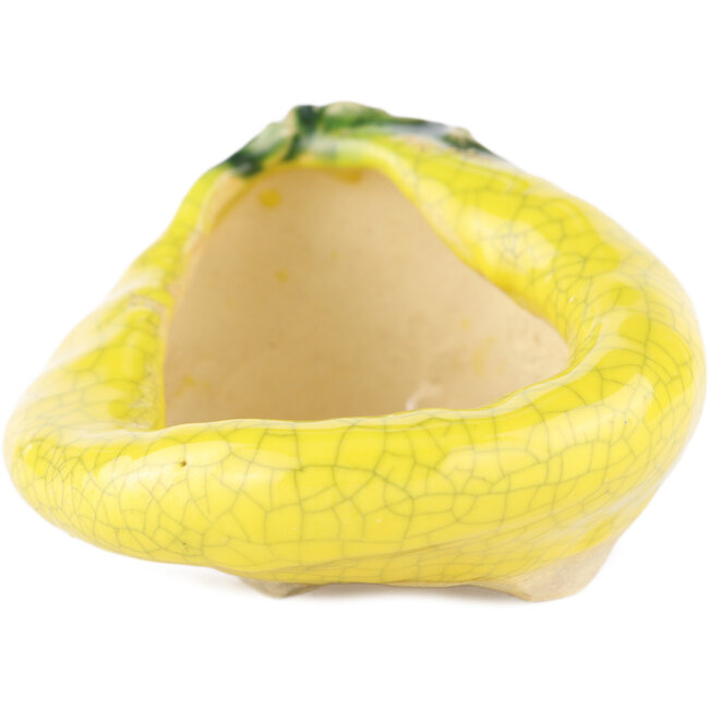 Ronde gele bonsaipot van Masashi Furumoto - 95 x 90 x 60 mm