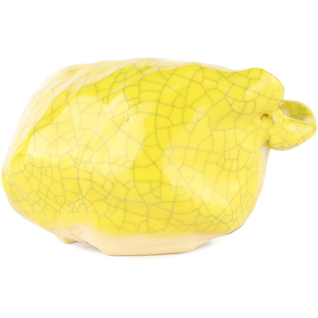 Pot à bonsaï rond jaune de Masashi Furumoto - 113 x 85 x 50 mm