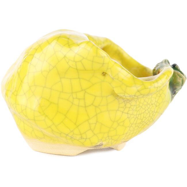 Vaso bonsai rotondo giallo di Masashi Furumoto - 113 x 85 x 50 mm