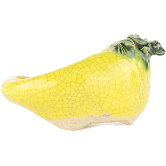 Vaso bonsai rotondo giallo di Masashi Furumoto - 95 x 90 x 60 mm