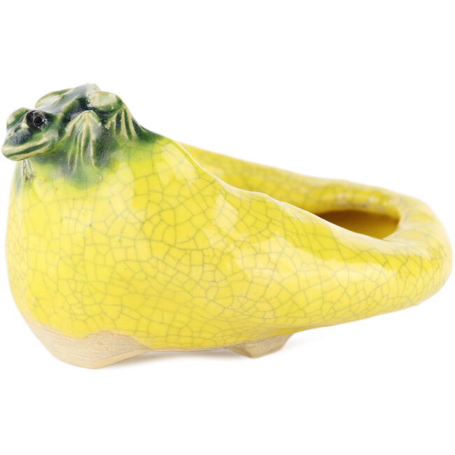 Ronde gele bonsaipot van Masashi Furumoto - 95 x 90 x 60 mm