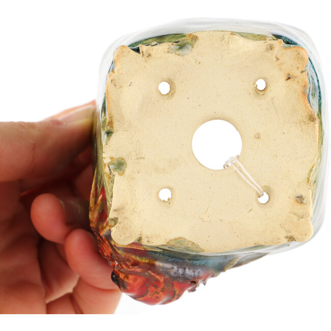 Maceta cuadrada verde para bonsái de Masashi Furumoto - 73 x 70 x 57 mm