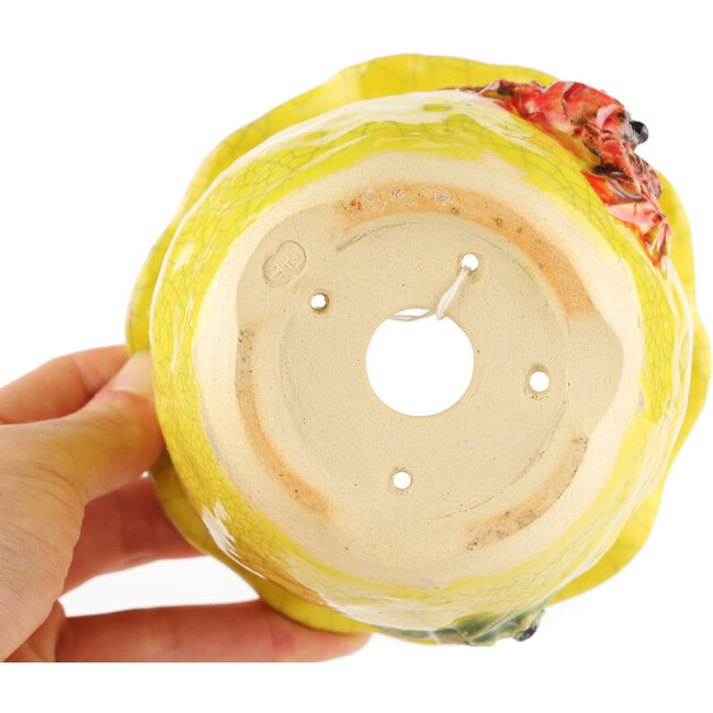 Pot à bonsaï rond jaune de Masashi Furumoto - 120 x 120 x 90 mm