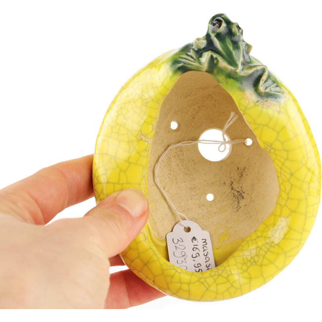 Runder gelber Bonsai-Topf von Masashi Furumoto - 95 x 90 x 60 mm