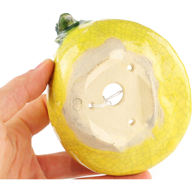 Ronde gele bonsaipot van Masashi Furumoto - 95 x 90 x 60 mm