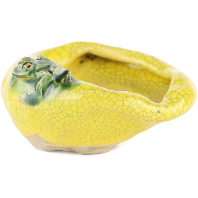 Pot à bonsaï rond jaune de Masashi Furumoto - 100 x 95 x 45 mm