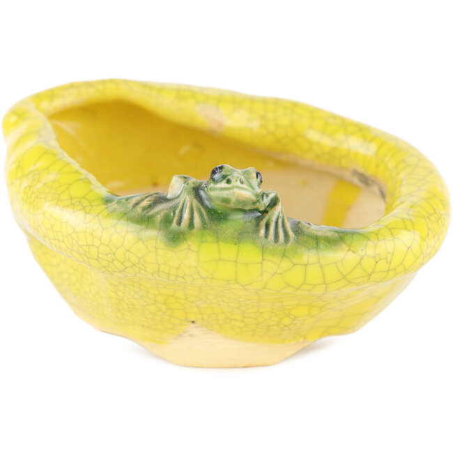 Pot à bonsaï rond jaune de Masashi Furumoto - 105 x 85 x 55 mm