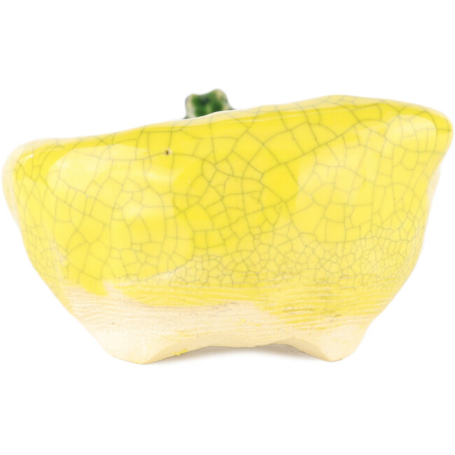 Ronde gele bonsaipot van Masashi Furumoto - 105 x 85 x 55 mm