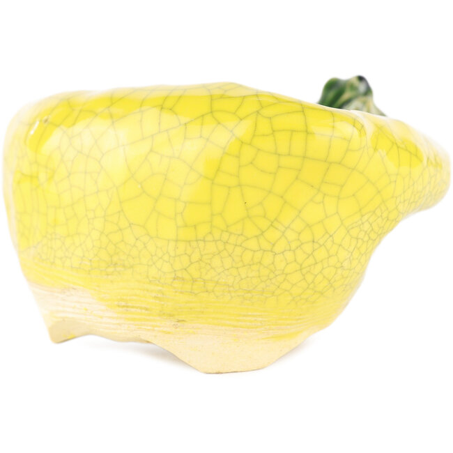 Vaso bonsai rotondo giallo di Masashi Furumoto - 105 x 85 x 55 mm