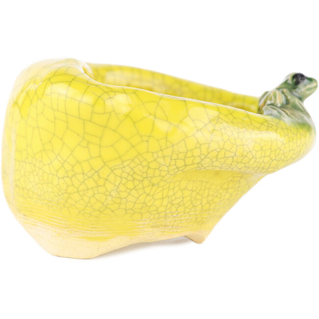 Pot à bonsaï rond jaune de Masashi Furumoto - 105 x 85 x 55 mm