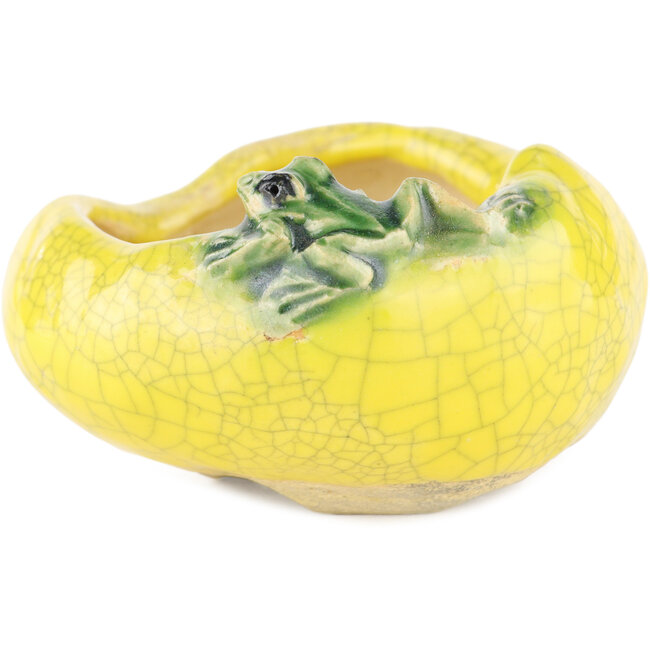 Ronde gele bonsai pot van Masashi Furumoto - 80 x 80 x 45 mm