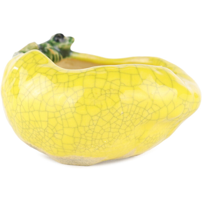 Round yellow bonsai pot by Masashi Furumoto - 80 x 80 x 45 mm