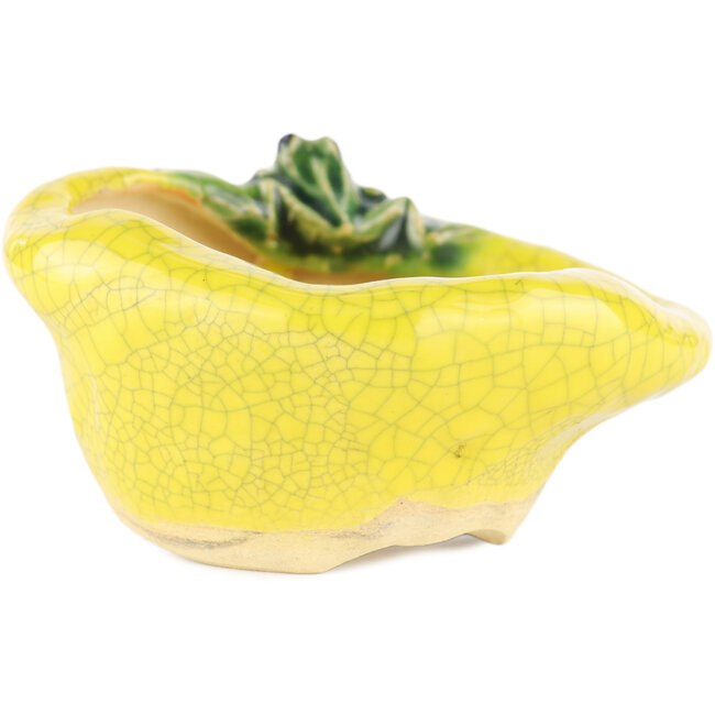 Pot à bonsaï rond jaune de Masashi Furumoto - 115 x 95 x 55 mm