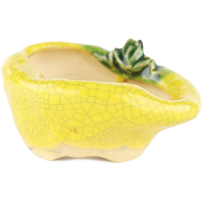 Pot à bonsaï rond jaune de Masashi Furumoto - 115 x 95 x 55 mm