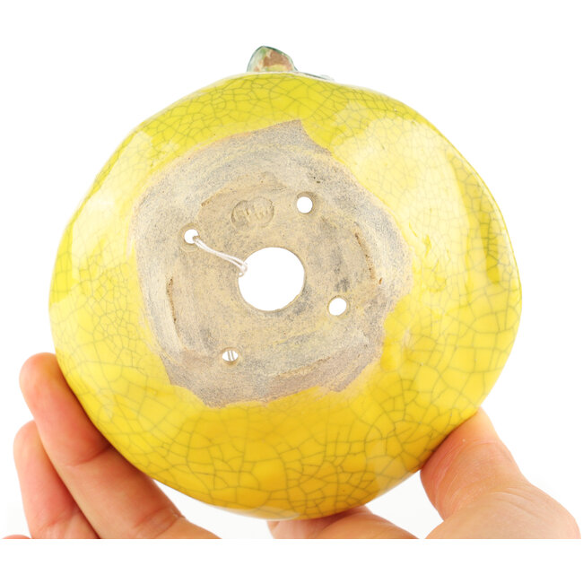 Pot à bonsaï rond jaune de Masashi Furumoto - 100 x 95 x 45 mm