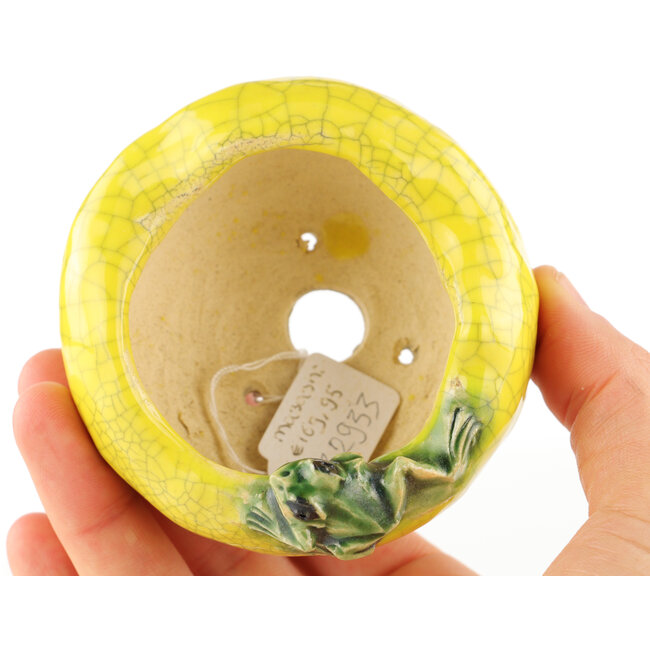 Pot à bonsaï rond jaune de Masashi Furumoto - 80 x 80 x 45 mm