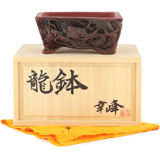  Kakuzan Maceta rectangular sin esmaltar para bonsái de 112 mm de Kakuzan, Tokoname, Japón