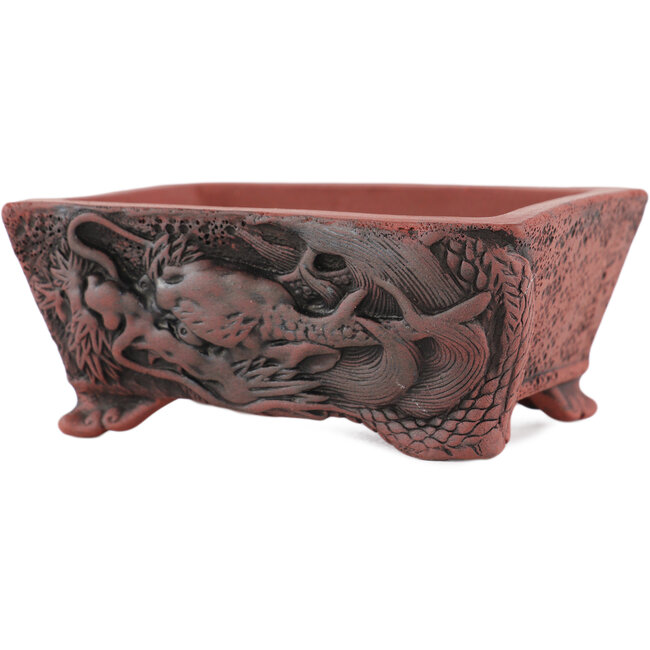 Pot à bonsaï rectangulaire non émaillé de Kakuzan - 112 x 88 x 47 mm