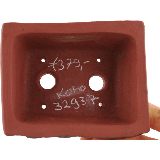 Rectangular unglazed bonsai pot by Kakuzan - 112 x 88 x 47 mm