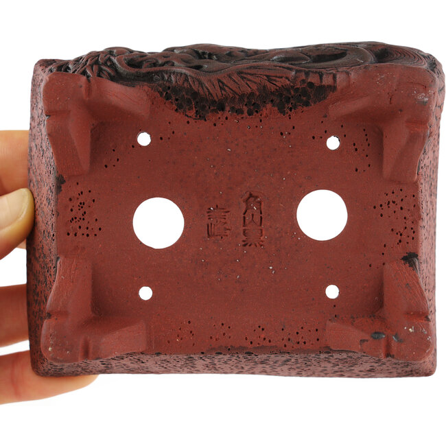 Pot à bonsaï rectangulaire non émaillé de Kakuzan - 112 x 88 x 47 mm