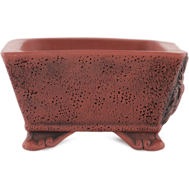 Rectangular unglazed bonsai pot by Kakuzan - 110 x 93 x 45 mm