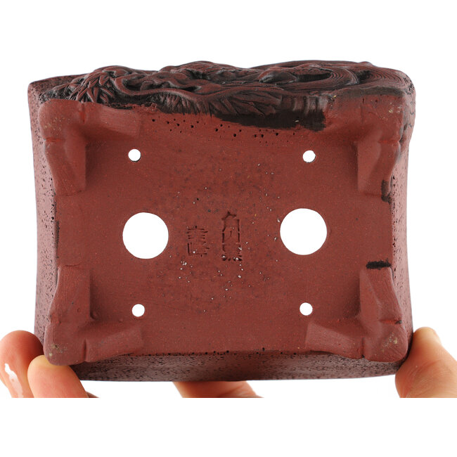 Rectangular unglazed bonsai pot by Kakuzan - 110 x 93 x 45 mm