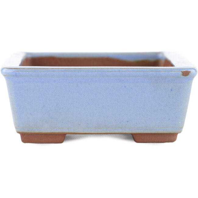 Rectangular blue bonsai pot by Bunzan (Seto) - 122 x 97 x 37 mm