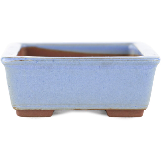 Rectangular blue bonsai pot by Bunzan (Seto) - 122 x 97 x 37 mm