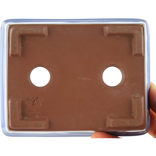 Pot à bonsaï rectangulaire bleu de Bunzan (Seto) - 122 x 97 x 37 mm