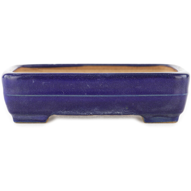 Rectangular blue bonsai pot by Yamafusa - 135 x 110 x 35 mm