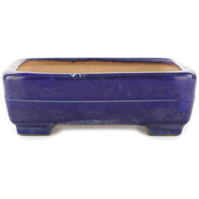 Rechthoekige blauwe bonsai pot van Yamafusa - 135 x 110 x 35 mm