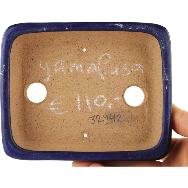 Vaso bonsai rettangolare blu di Yamafusa - 135 x 110 x 35 mm