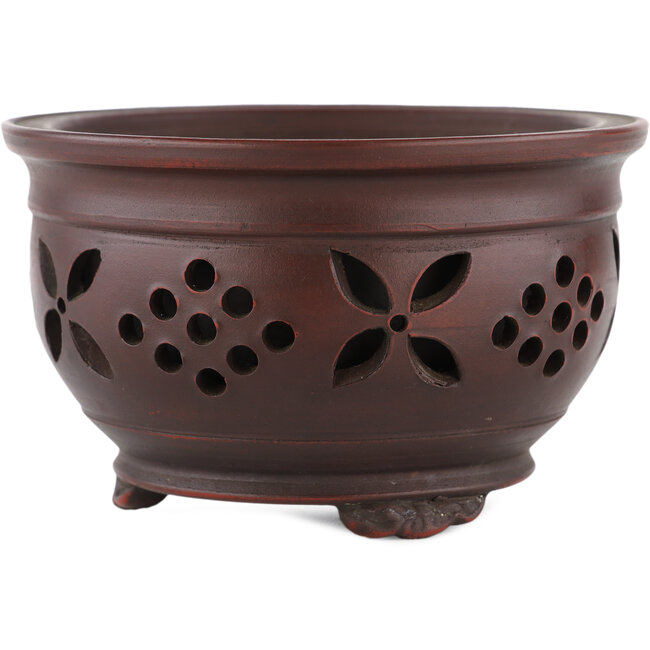 Round unglazed bonsai pot by Bigei - 121 x 121 x 75 mm