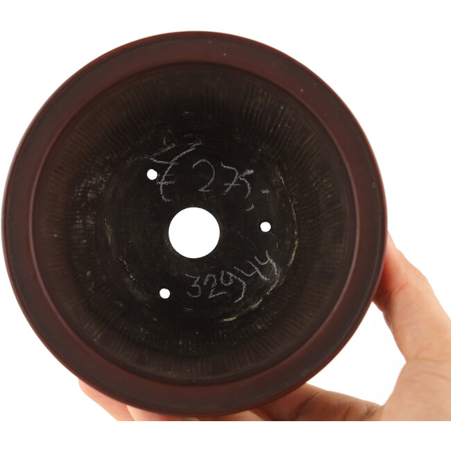 Round unglazed bonsai pot by Bigei - 121 x 121 x 75 mm