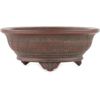 Bigei - Hirata Atsumi Maceta para bonsái redonda sin esmaltar de 135 mm de Bigei, Tokoname, Japón