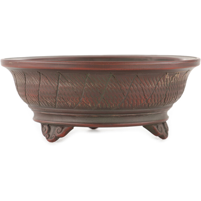 Round unglazed bonsai pot by Bigei - 135 x 135 x 55 mm
