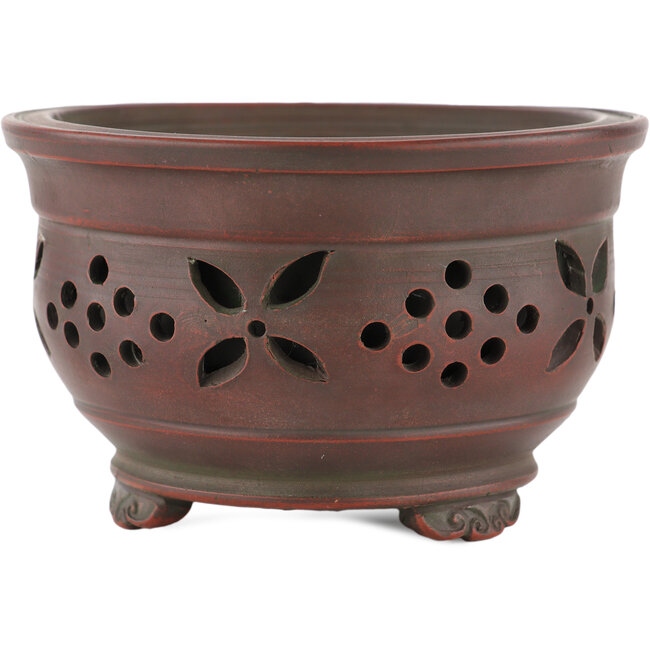 Round unglazed bonsai pot by Bigei - 121 x 121 x 75 mm