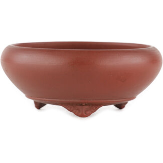 Bigei - Hirata Atsumi 95 mm round unglazed bonsai pot by Bigei, Tokoname, Japan