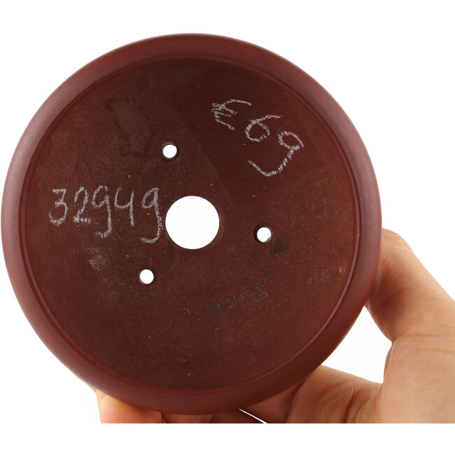 Ronde ongeglazuurde bonsaipot van Bigei - 95 x 95 x 40 mm