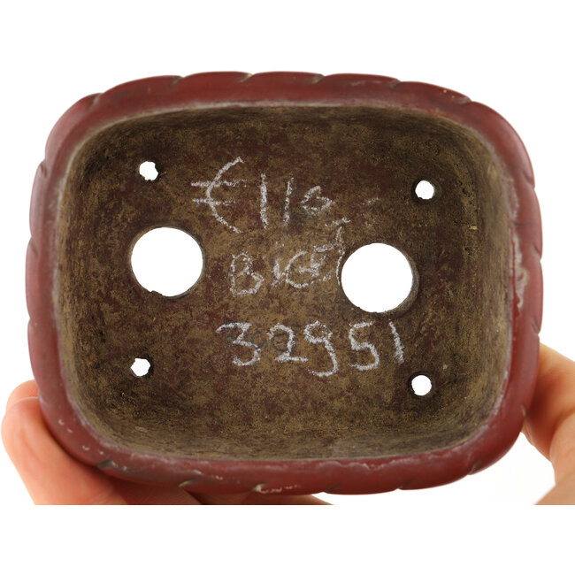 Rechthoekige ongeglazuurde bonsaipot van Bigei - 99 x 81 x 35 mm